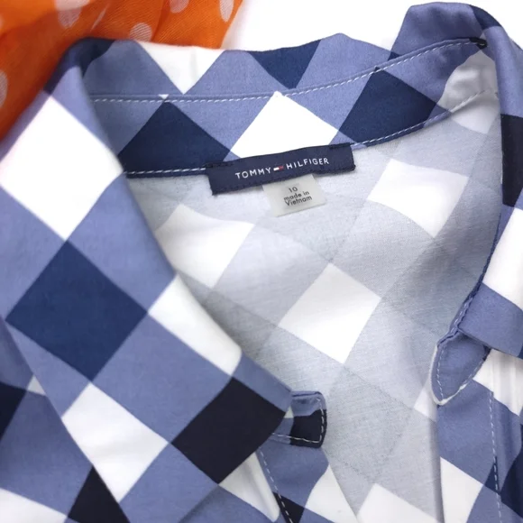 New Tommy Hilfiger Blue and White Dress Cotton With Pockets Sz 10 - Picture 8 of 14